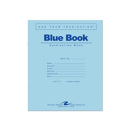 Roaring Spring Blue Exam Book, 8-1/2" x 7", White, 4 Sheets-070972775107-LR-324465-1-LR eShop
