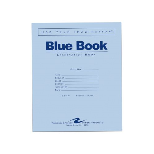 Roaring Spring Blue Exam Book, 8.5" x 7", 6 Sheets-070972775114-LR-324466-1-LR eShop