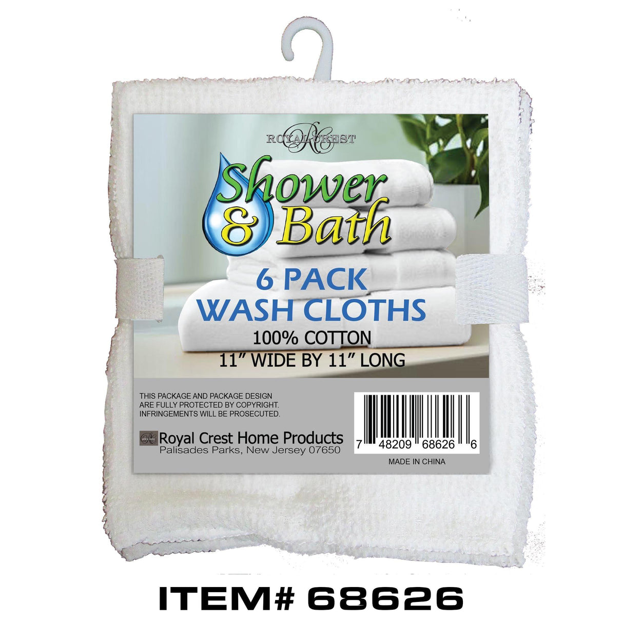 Royal Crest Wash Cloths - White, 6 count-748209686266-LR-342322-1-LR eShop