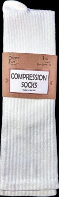 Russell Fashion Foot Men's Moderate Compression Crew Sock - White, 1 pair-032742864077-LR-353689-1-LR eShop