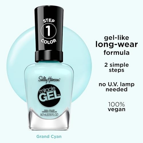 Sally Hansen Miracle Gel, Grand Cyan, Long Lasting, Gel-Like Formula, No UV Lamp Needed, Blue Nail Polish-3616306164130-LR-356413-4-LR eShop