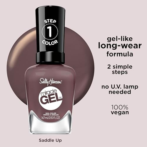 Sally Hansen Miracle Gel, Saddle up, Long Lasting, Gel-Like Formula, No UV Lamp Needed, Brown Nail Polish-3616306164116-LR-356411-4-LR eShop