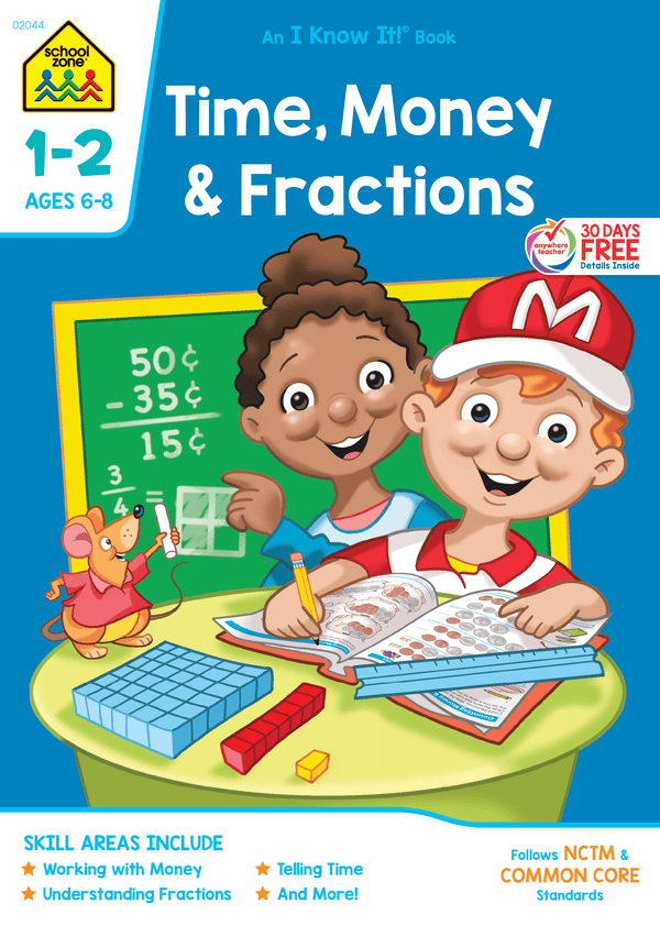 School Zone Time, Money & Fractions Grades 1-2 Workbook-076645020444-LR-140694-1-LR eShop