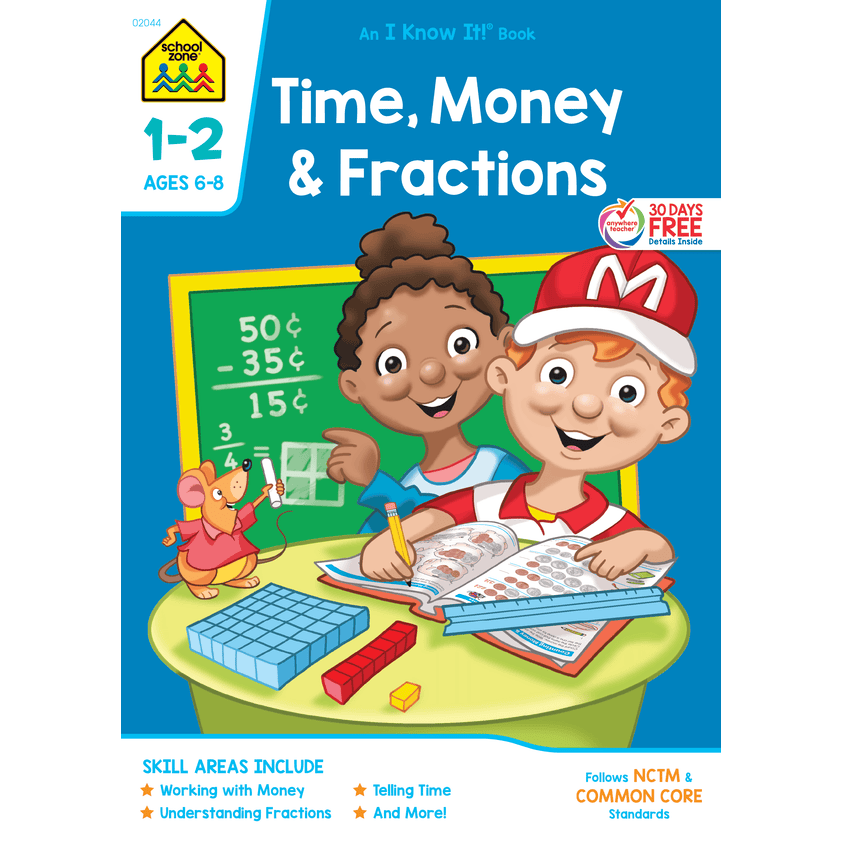 School Zone Time, Money & Fractions Grades 1-2 Workbook-076645020444-LR-140694-1-LR eShop