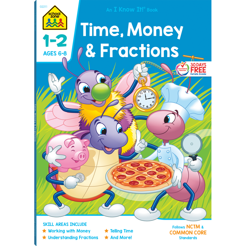 School Zone Time, Money & Fractions Grades 1-2 Workbook-076645022110-LR-232939-1-LR eShop