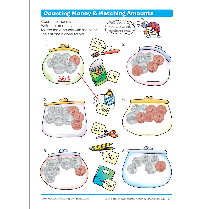 School Zone Time, Money & Fractions Grades 1-2 Workbook-076645022110-LR-232939-2-LR eShop
