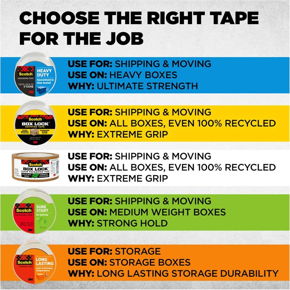 Scotch Long Lasting Packaging Tape Designed to Stay Sealed in Weather Extremes - Clear, 2" x 55 yds-051131645967-LR-179620-10-LR eShop