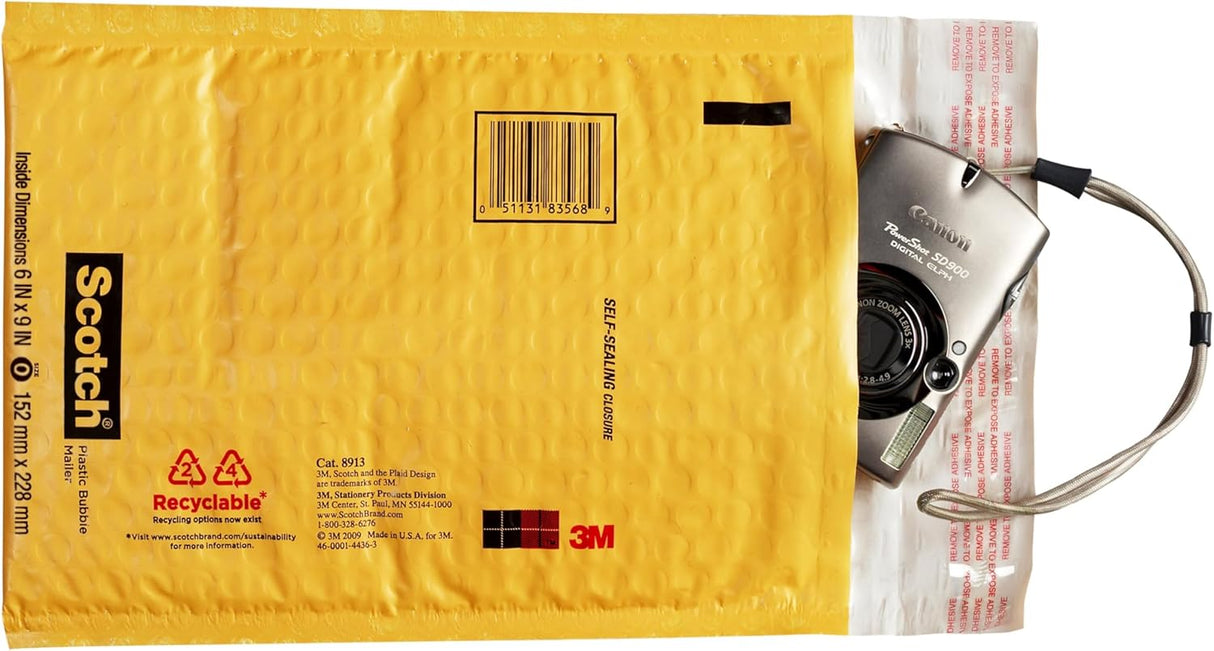 Scotch Plastic Bubble Mailer, 4 count Yellow - Size 5, 10.5" x 15.25"-051131863019-LR-357360-4-LR eShop