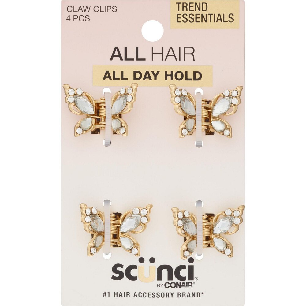 scünci All Day Hold Butterfly Claw Clips - Gold, 4 count-043194113330-LR-359255-1-LR eShop