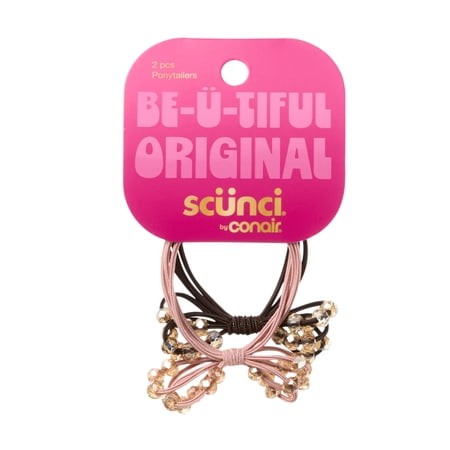 scünci Bow Ponytailers With Stones - Pink and Black, 2 count-043194246946-LR-364219-1-LR eShop