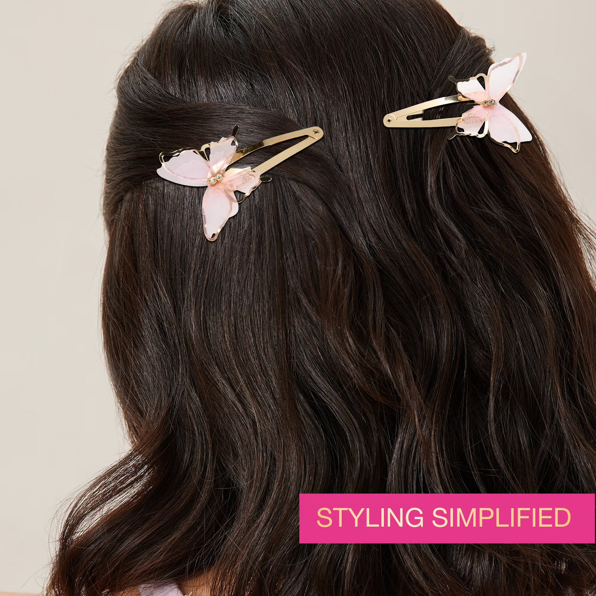scünci Butterfly Snap Hair Clips - Pink & Gold, 2 count-043194254187-LR-364222-3-LR eShop