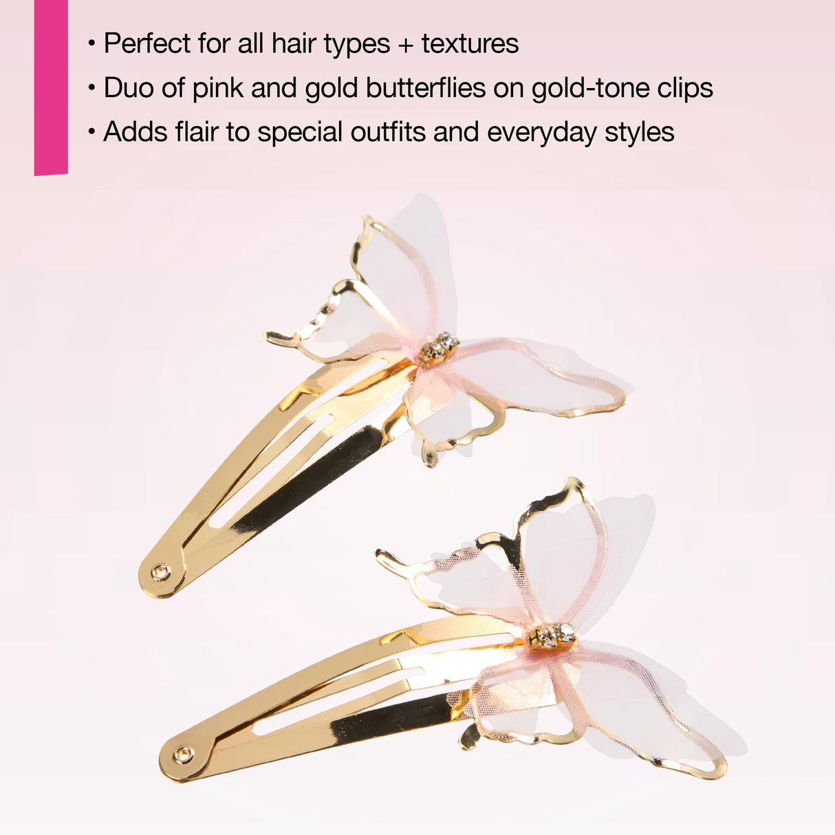 scünci Butterfly Snap Hair Clips - Pink & Gold, 2 count-043194254187-LR-364222-5-LR eShop
