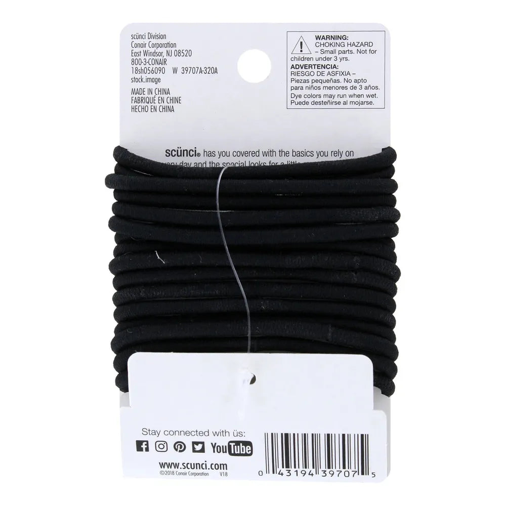 scünci Color Match No-Damage Comfy Hold Hair Elastics - Black, 16 count-043194397075-LR-274401-2-LR eShop
