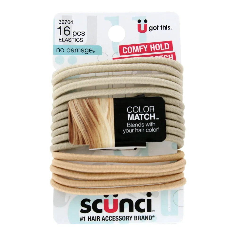scünci Color Match No-Damage Comfy Hold Hair Elastics - Blonde, 16 count-043194397044-LR-274400-1-LR eShop