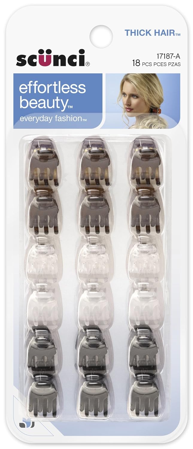 scünci Effortless Beauty Mini Jaw Clips For Thick Hair, 18 count-043194171873-LR-192199-1-LR eShop