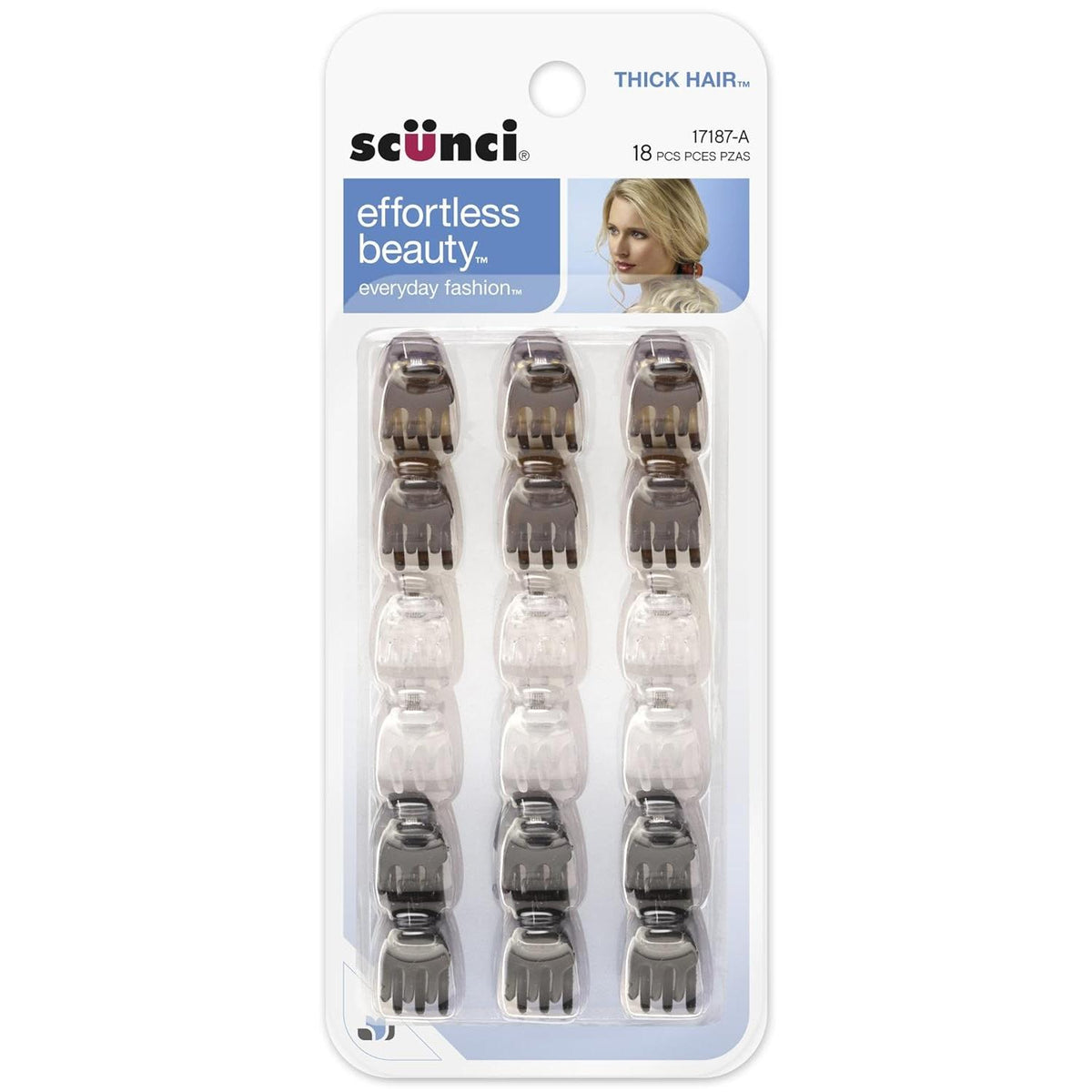 scünci Effortless Beauty Mini Jaw Clips For Thick Hair, 18 count-043194171873-LR-192199-1-LR eShop