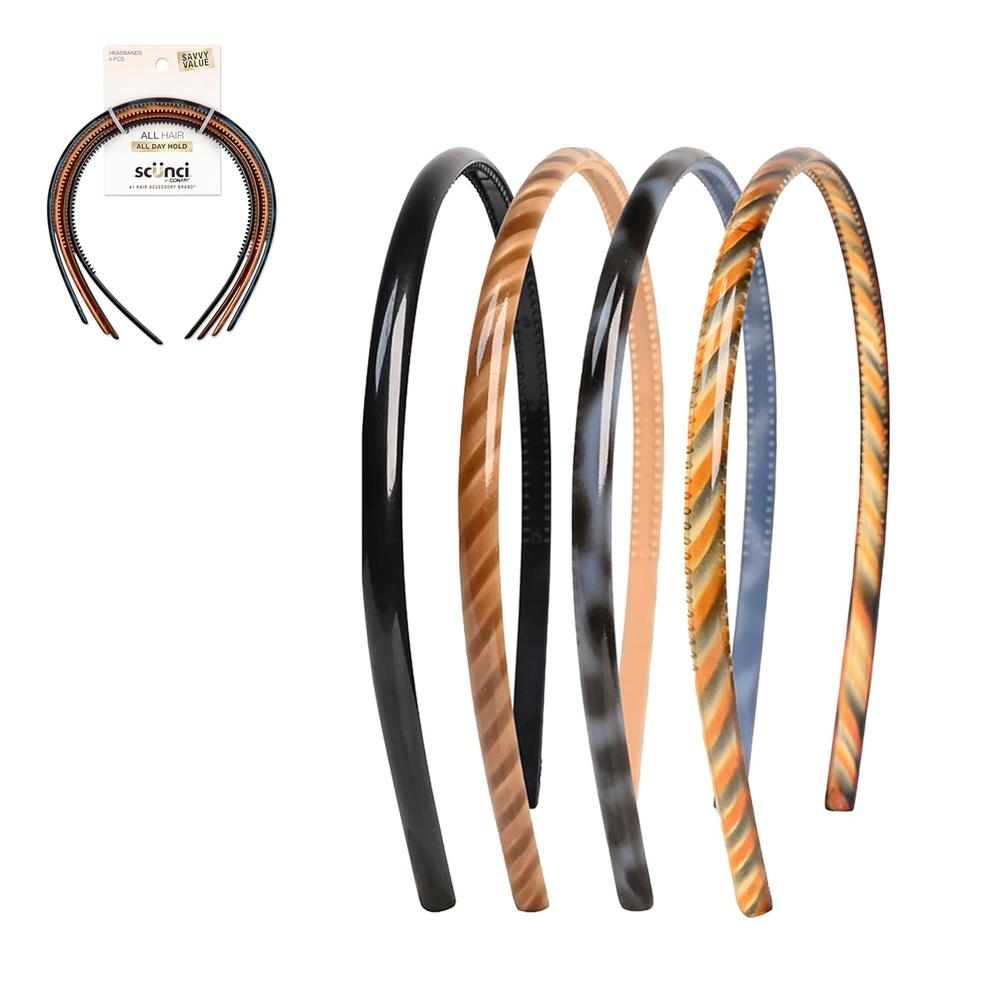 scünci Effortless Beauty Skinny Headbands - Neutrals, 4 count-043194369669-LR-184320-2-LR eShop