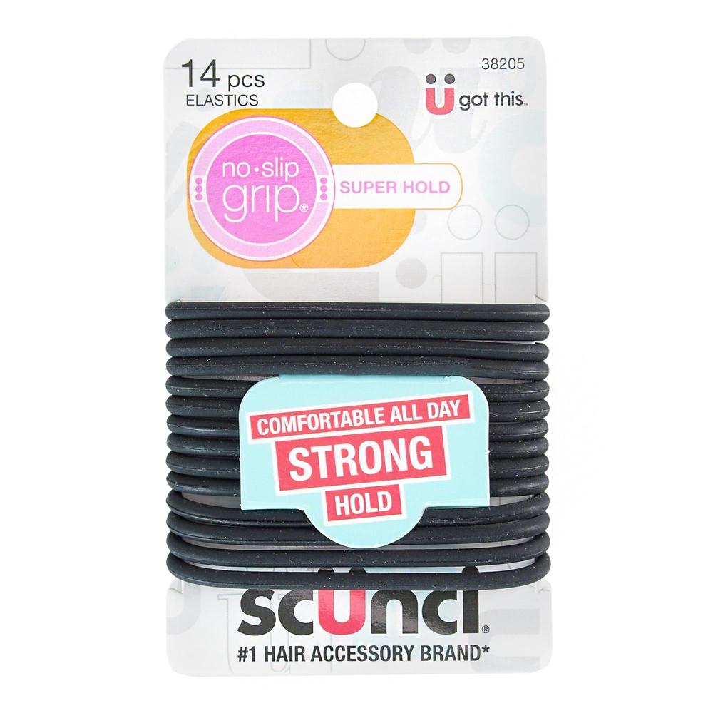 Scünci Everyday & Active No Slip Grip Strong Hold Gel Elastics Black, 14 CT-043194382057-LR-219368-2-LR eShop