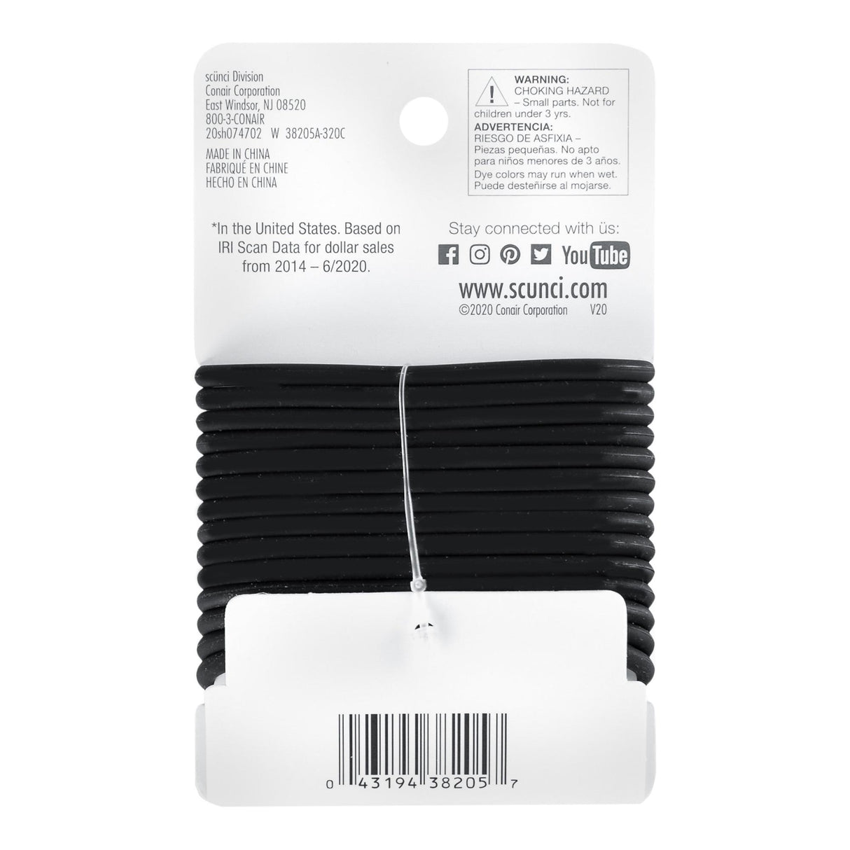 Scünci Everyday & Active No Slip Grip Strong Hold Gel Elastics Black, 14 CT-043194382057-LR-219368-3-LR eShop