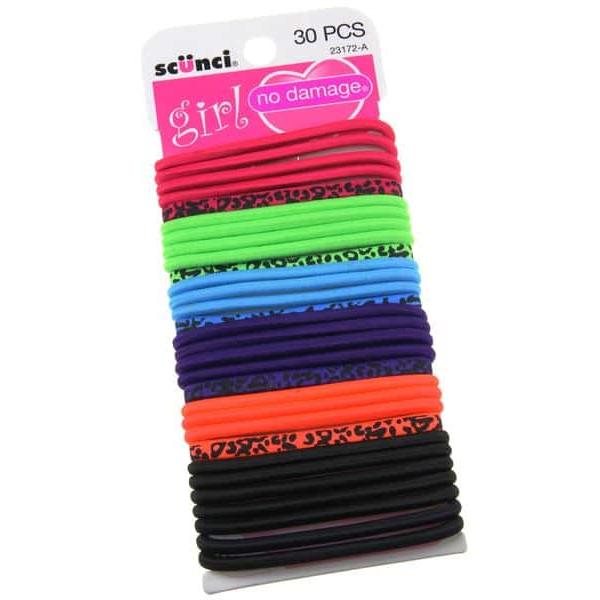 scünci Girl No Damage Hair Elastics - Assorted Neons, 30 count-043194231720-LR-292044-2-LR eShop