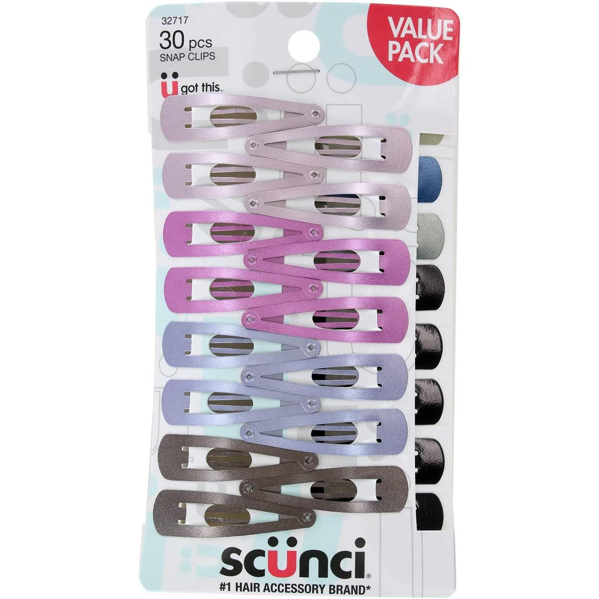 scünci Hair Snap Clips Value Pack - Assorted Colors, 30 count-043194327171-LR-348439-1-LR eShop