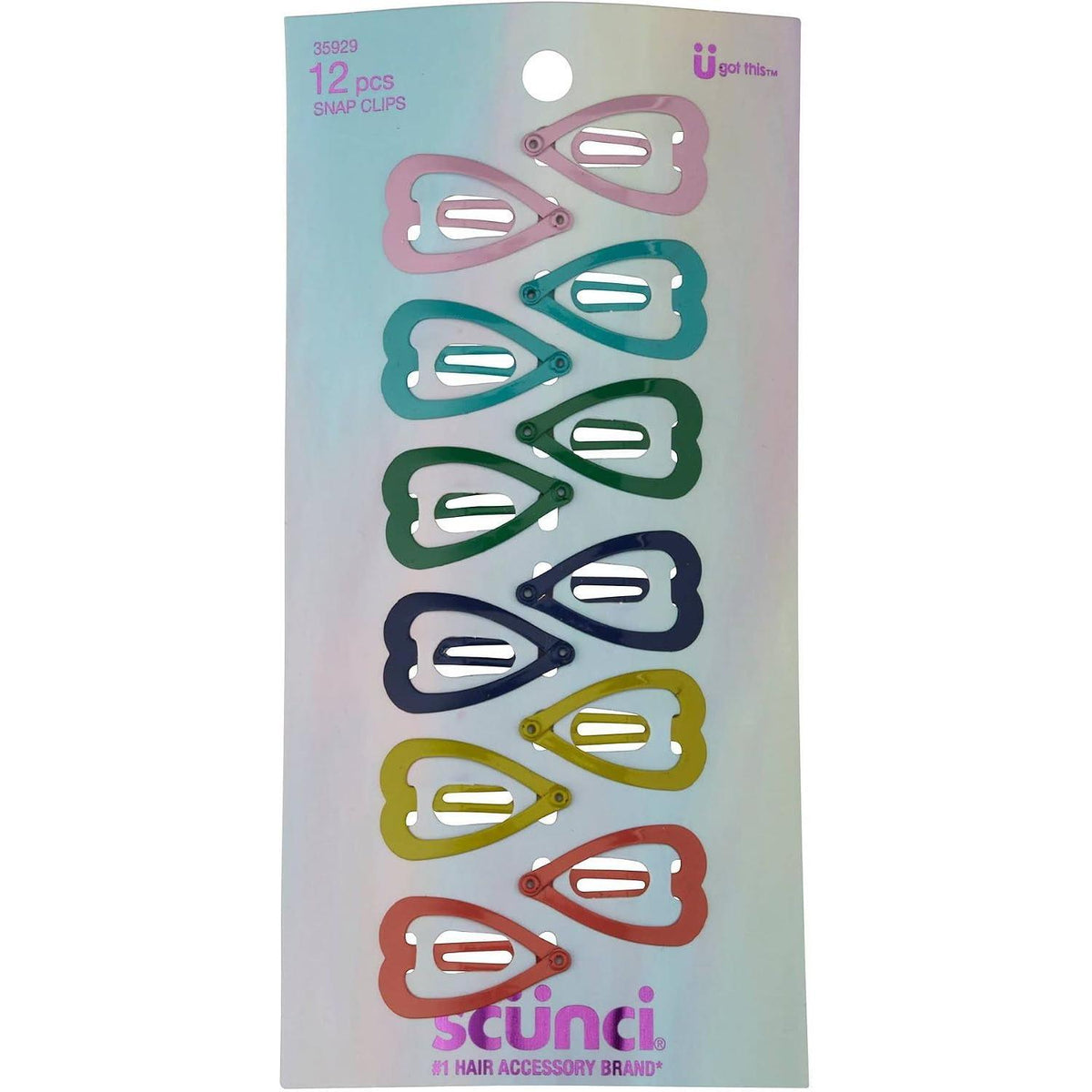 scünci Heart Hair Snap Clips - Assorted Colors, 12 count-043194359295-LR-365115-1-LR eShop