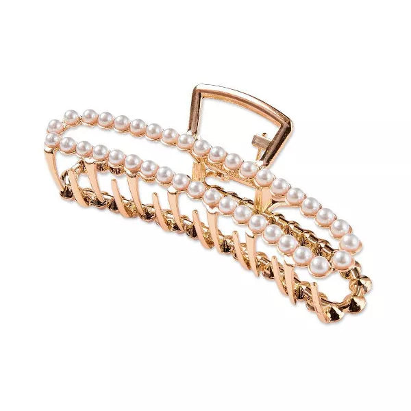 scünci Large Pearl Embellished Open Rectangle Claw Clip - Gold-043194601677-LR-355324-3-LR eShop
