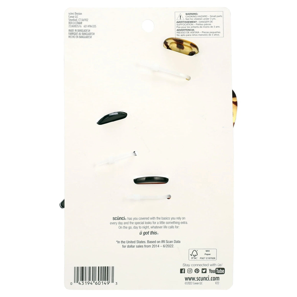 scünci Matte Mixed Shape Claw Clips, 3 count-043194601493-LR-350156-7-LR eShop