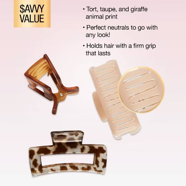 scünci Medium Sized Rectangle Claw Clips, 3 count-043194601509-LR-352769-5-LR eShop