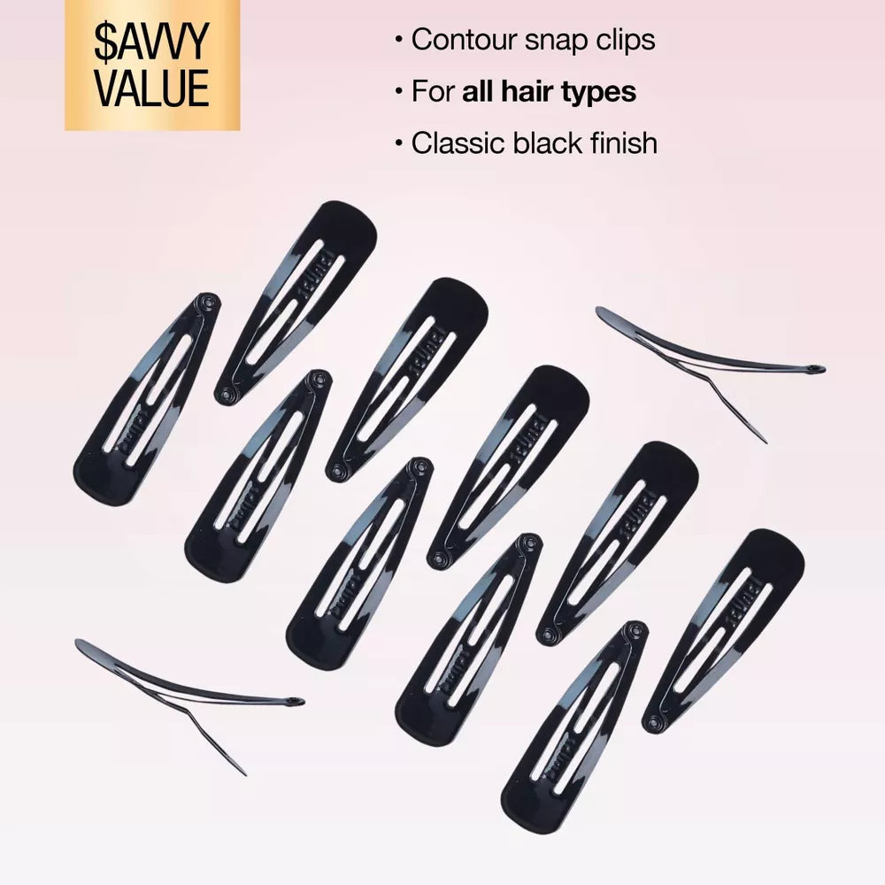 scünci Metal Snap Barrettes - Black, 12 count-043194169986-LR-179047-5-LR eShop