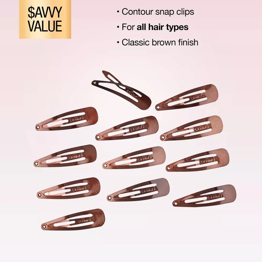 scünci Metal Snap Clip Barettes - Brown, 12 count-043194169993-LR-157066-5-LR eShop