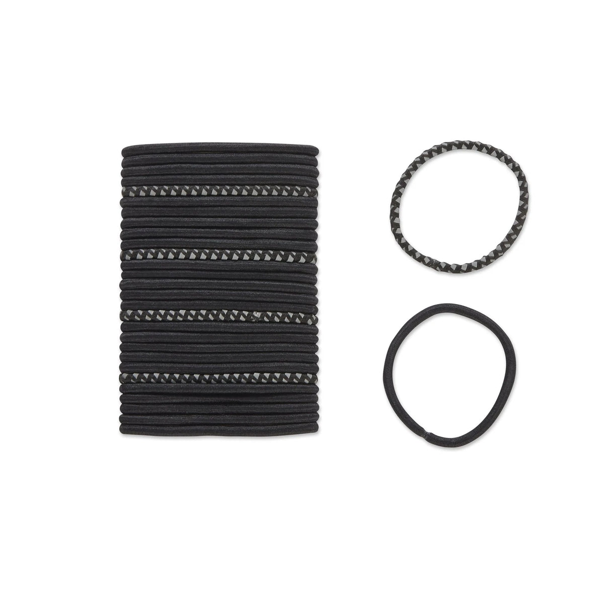 scünci No-Damage Elastic Stretch Hairbands - Black With Assorted Reflective, 30 count-043194398089-LR-335028-3-LR eShop