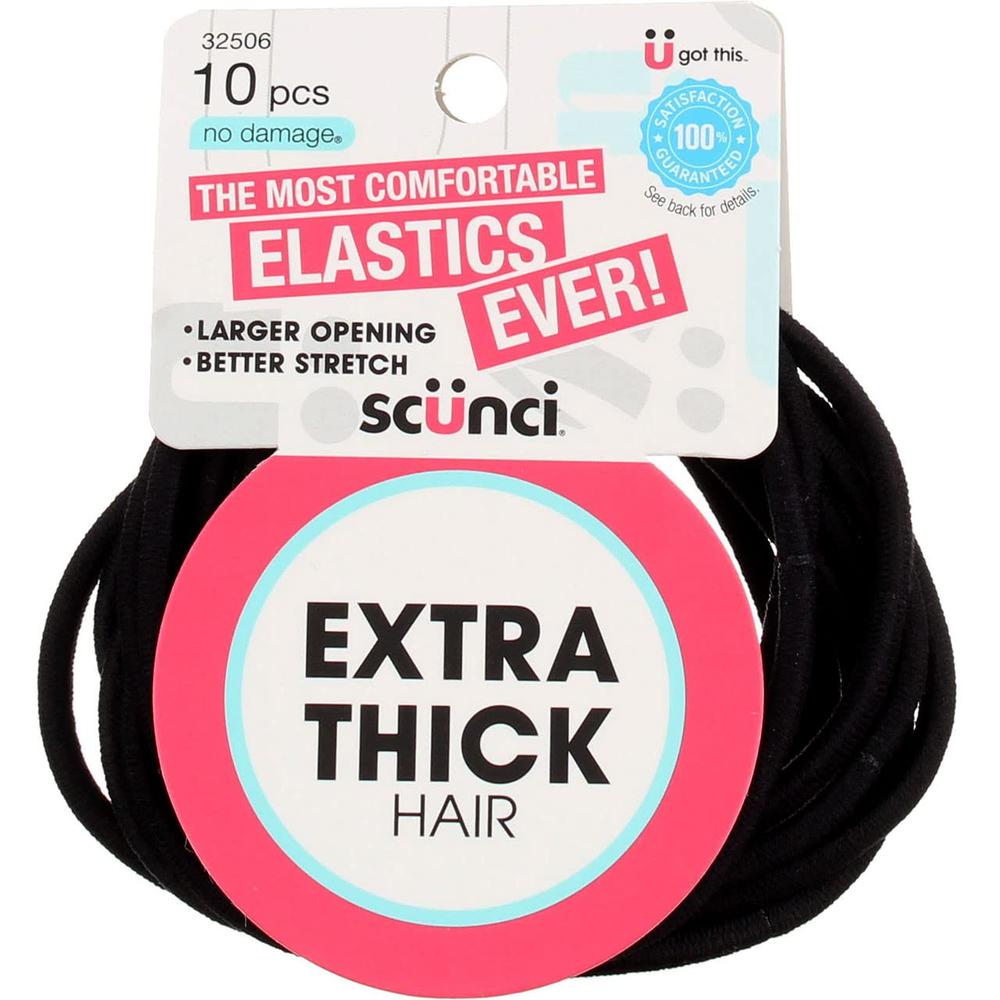scünci No Damage Extra Thick Hair Elastics - Black, 10 count-043194325061-LR-326775-1-LR eShop