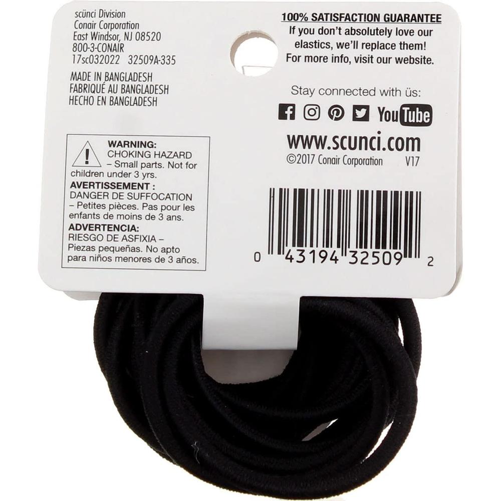 scünci No Damage Hair Elastics For Fine Hair - Black, 15 count-043194325092-LR-332518-2-LR eShop