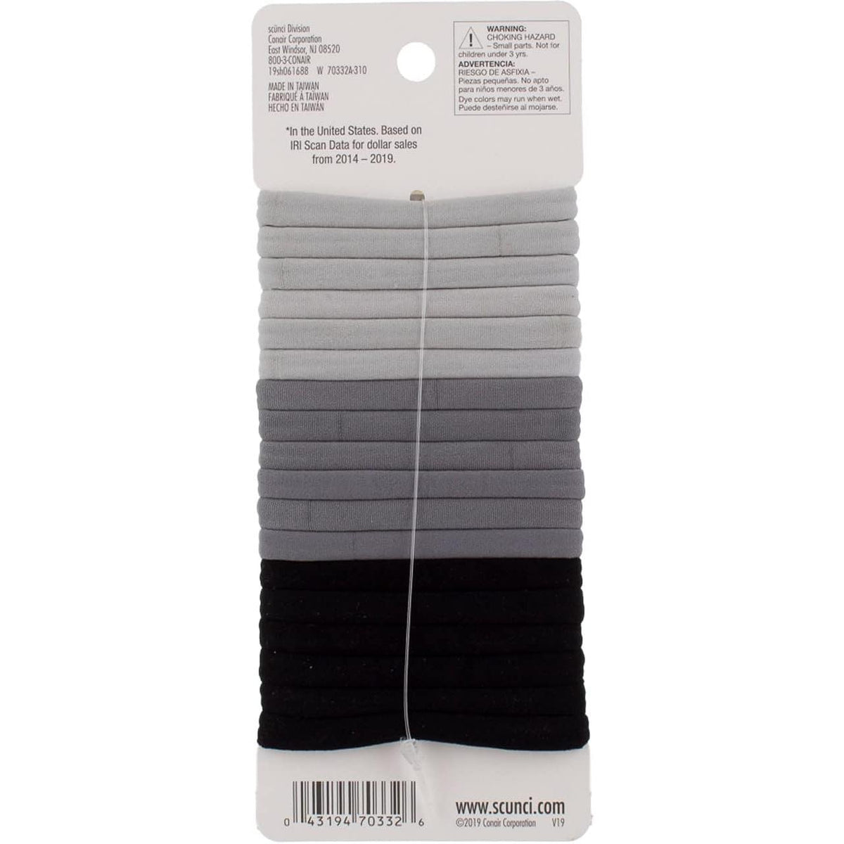 scünci No Damage Hair Ties Elastic Ponytailers - Gray Shades, 18 count-043194703326-LR-341246-2-LR eShop