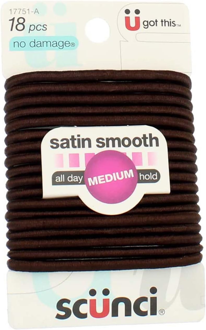scünci No Damage Medium Hair Elastic - Brown, 18 count-043194177516-LR-184246-1-LR eShop
