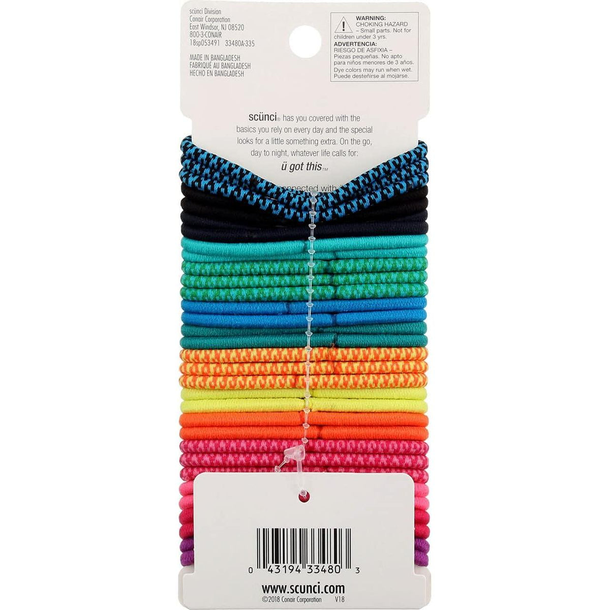 scünci No Damage Medium Hold Elastics - Assorted Brights and Patterns, 32 count-043194334803-LR-335056-2-LR eShop