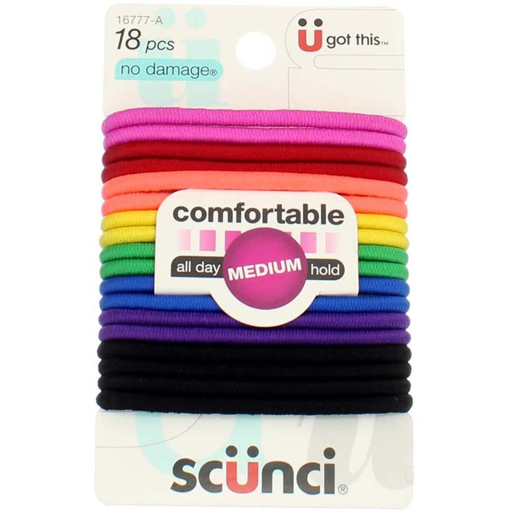 scünci No Damage Medium Hold Hair Elastics - Assorted Brights, 18 count-043194167777-LR-157052-1-LR eShop