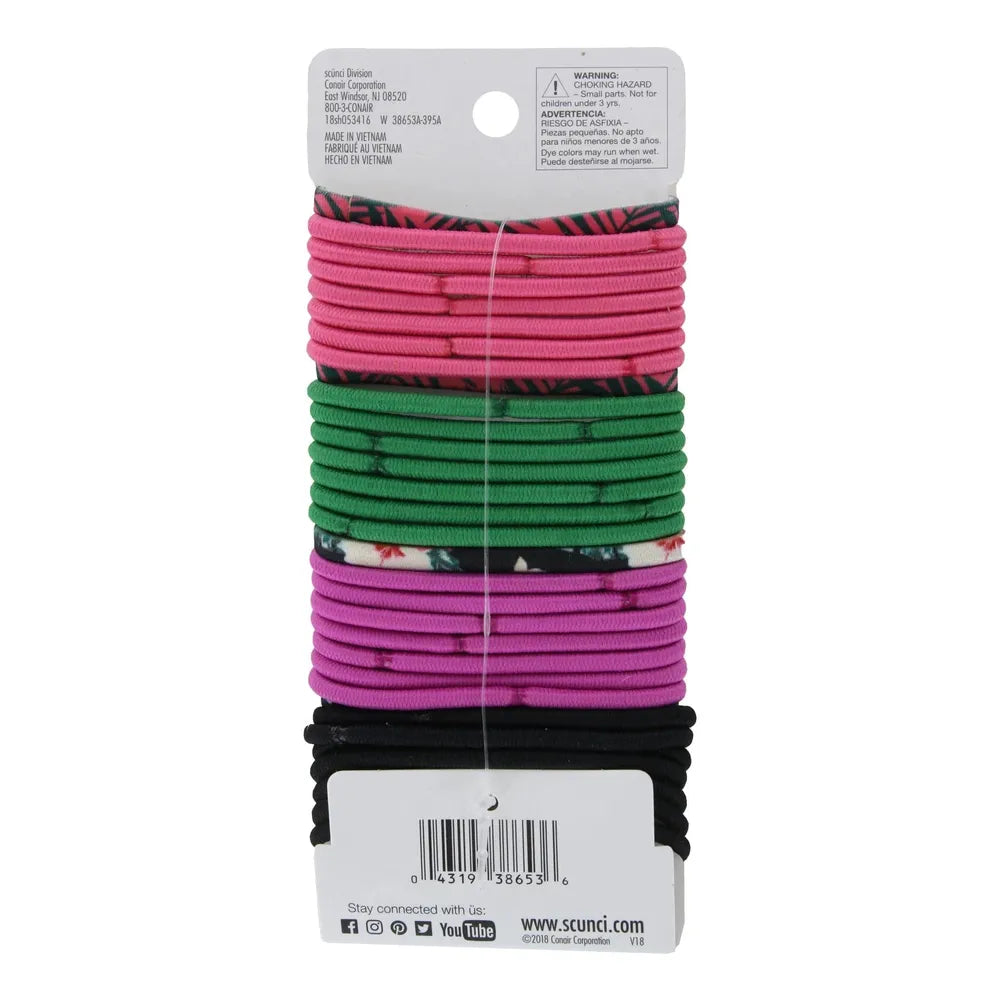 scünci No Damage Medium Hold Hair Elastics - Assorted Brights and Patterns, 32 count-043194386536-LR-325859-2-LR eShop
