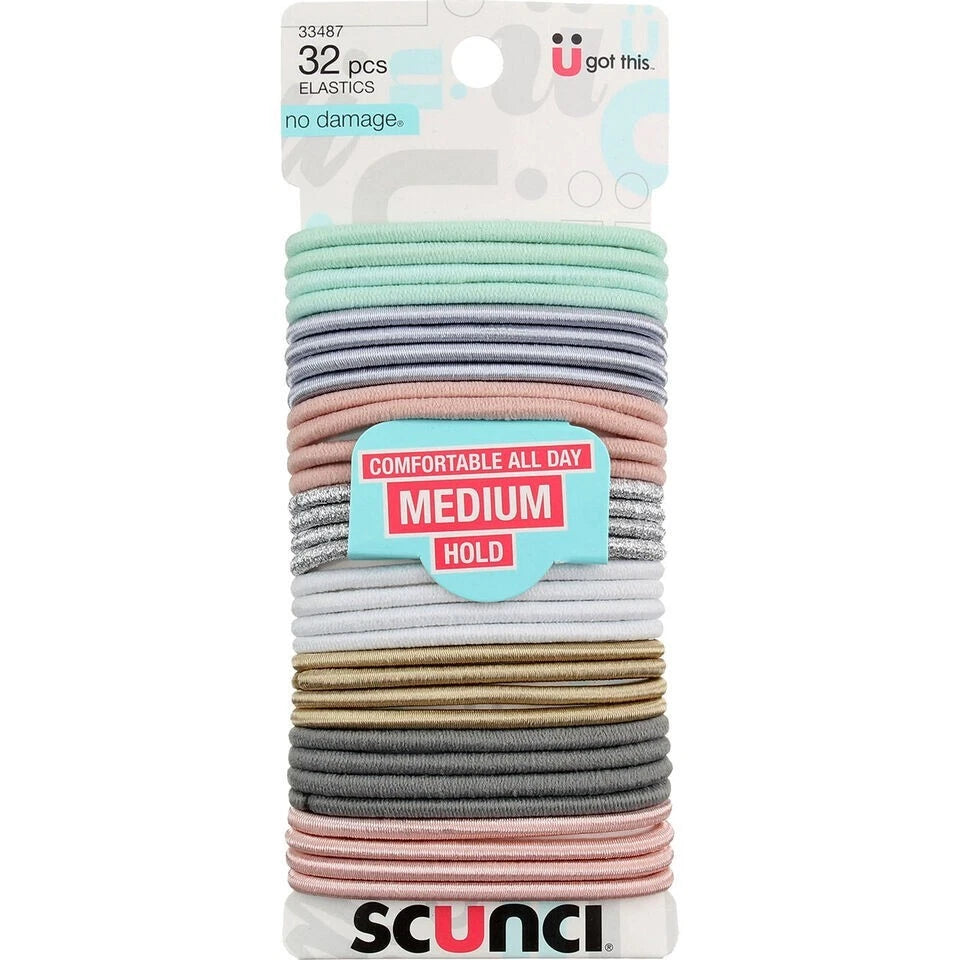 scünci No Damage Medium Hold Hair Elastics - Assorted Pastels, 32 count-043194334872-LR-335058-1-LR eShop