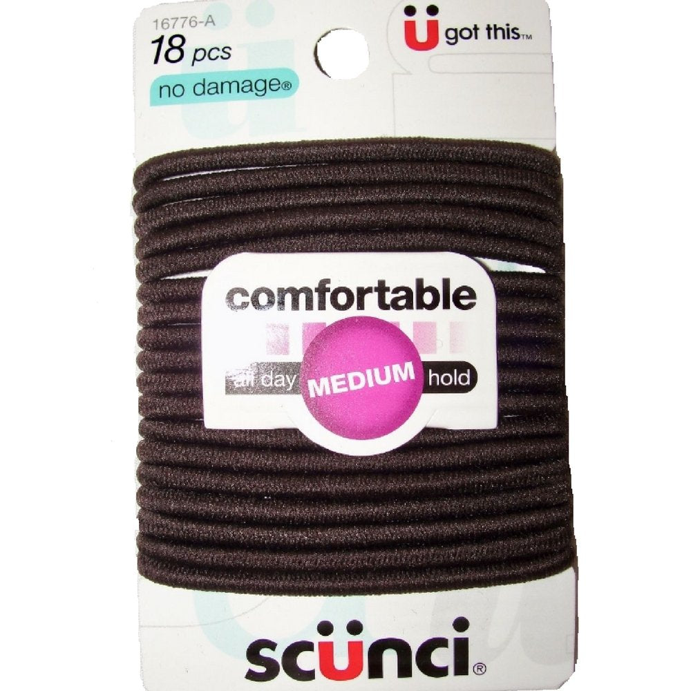 scünci No Damage Medium Hold Hair Elastics - Black, 18 count-043194167753-LR-157051-1-LR eShop