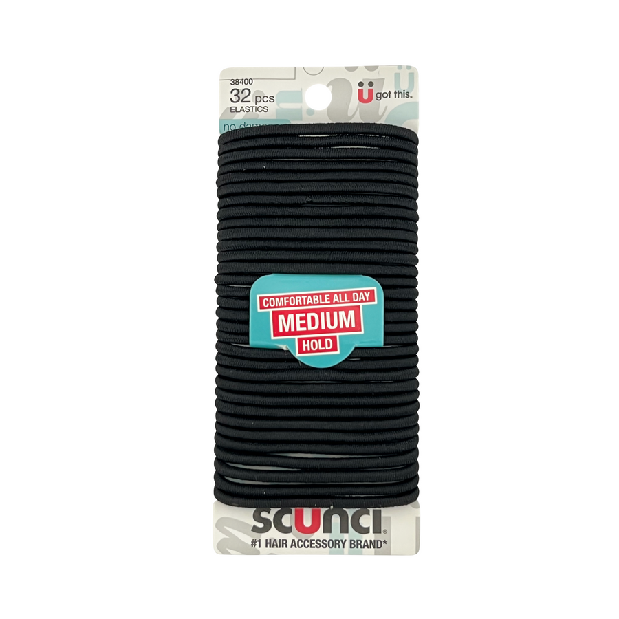 scünci No Damage Medium Hold Hair Elastics - Black, 32 count-043194384006-LR-321016-1-LR eShop