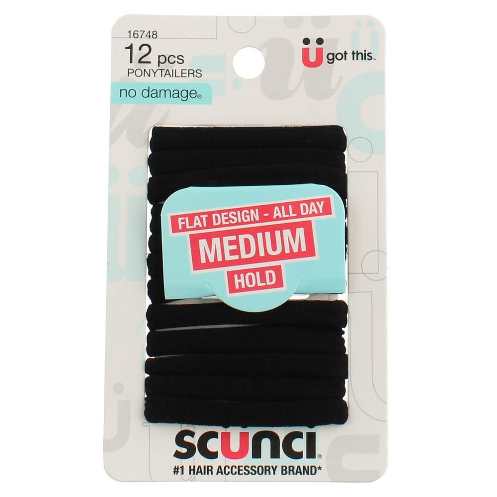scünci No Damage Soft Ponytailers - Black, 12 count-043194167487-LR-157045-1-LR eShop