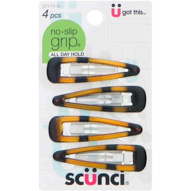 scünci No-Slip Grip All Day Hold Epoxy Hair Barrettes - Tortoise, 4 count-043194371747-LR-335025-1-LR eShop
