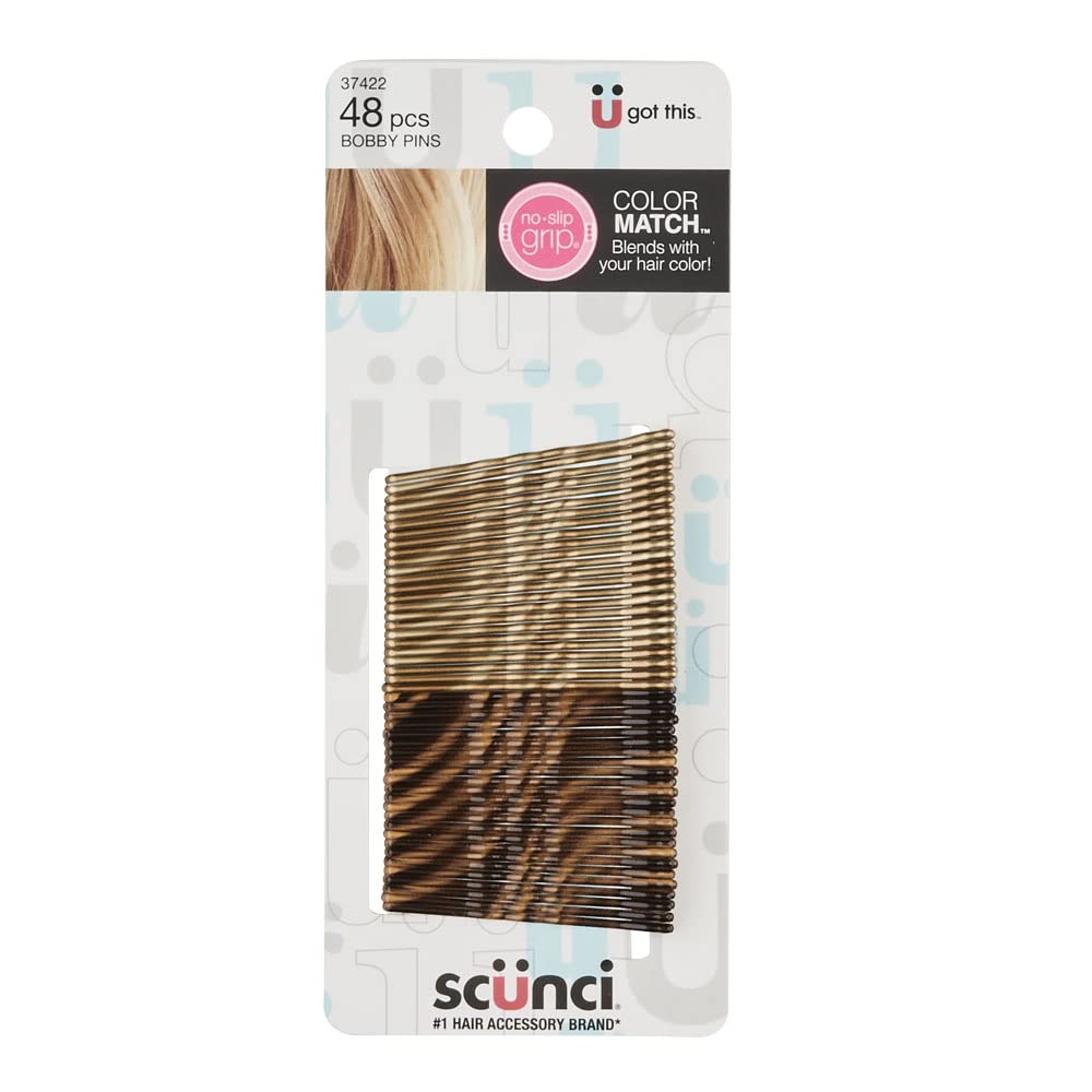 scünci No-Slip Grip Beautiful Blends Bobby Pins - Blonde & Brunette, 48 count-043194374229-LR-201262-1-LR eShop