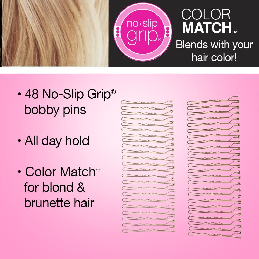 scünci No-Slip Grip Beautiful Blends Bobby Pins - Blonde & Brunette, 48 count-043194374229-LR-201262-3-LR eShop