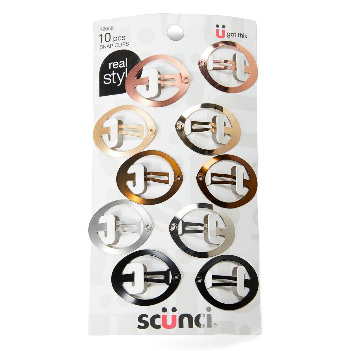 scünci Oval Open Center Snap Clips - Assorted Metals, 10 count-043194326587-LR-335021-1-LR eShop