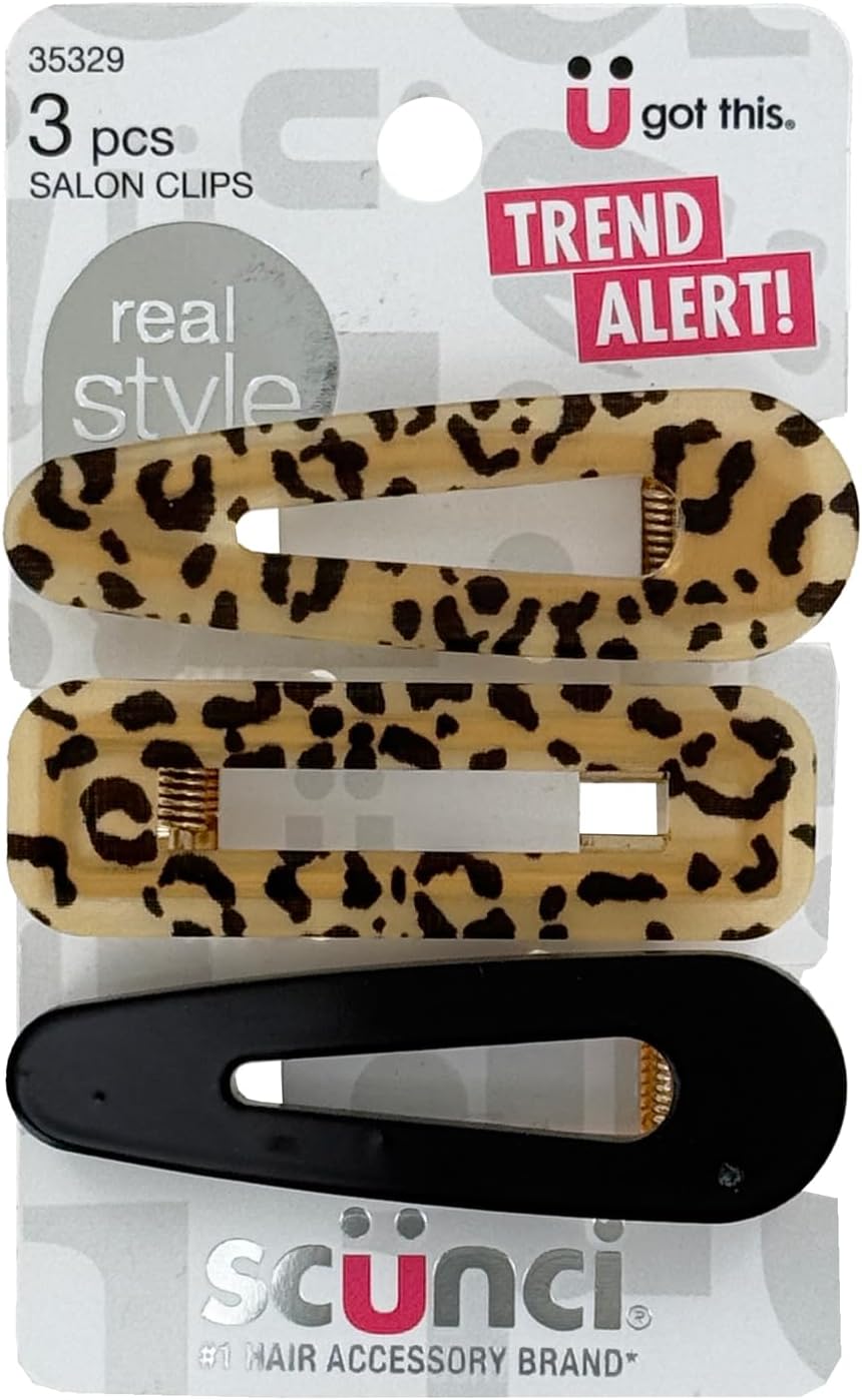 scünci Real Style Acrylic Salon Clips - Animal Print and Black, 3 count-043194353293-LR-344361-1-LR eShop