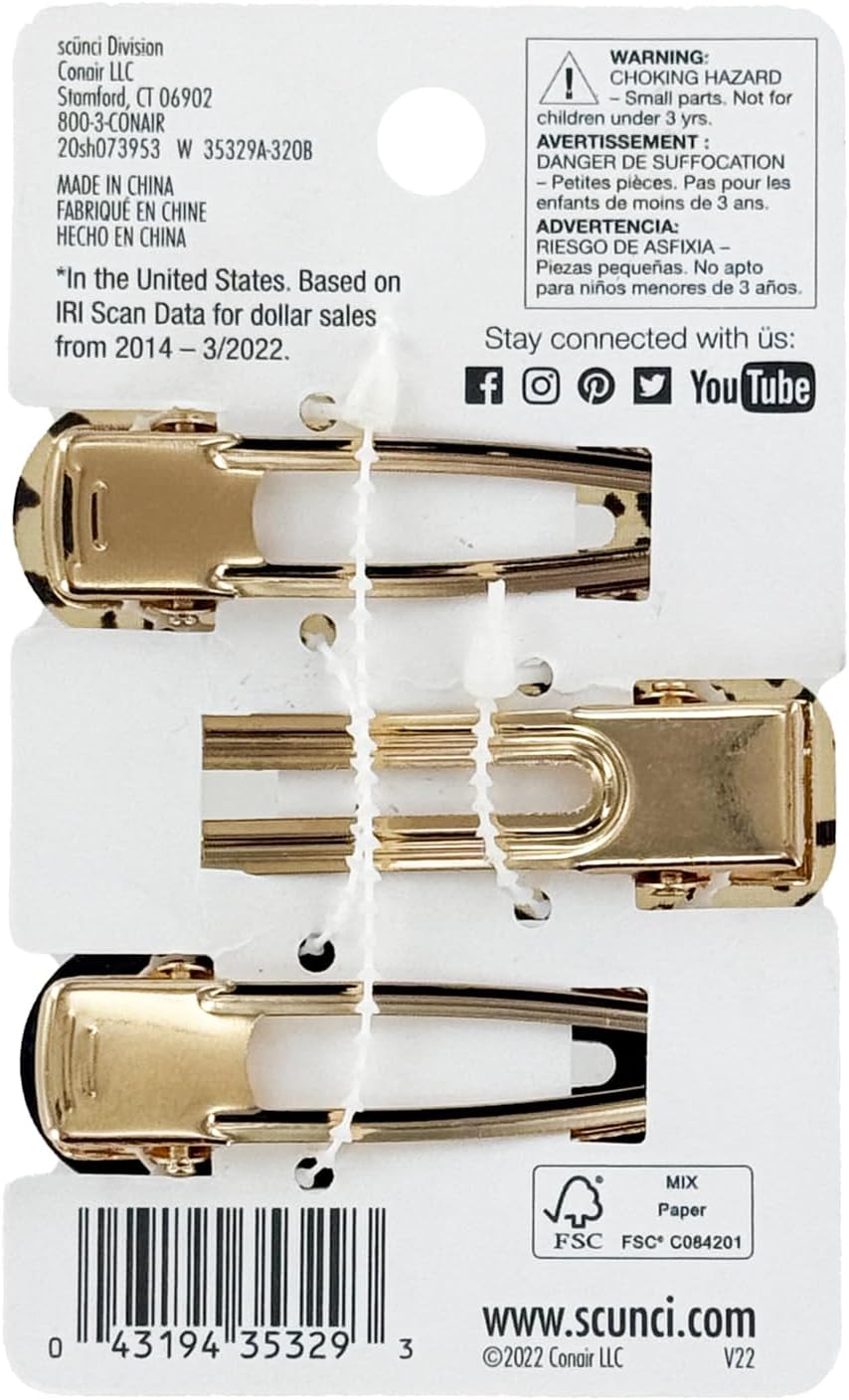 scünci Real Style Acrylic Salon Clips - Animal Print and Black, 3 count-043194353293-LR-344361-2-LR eShop