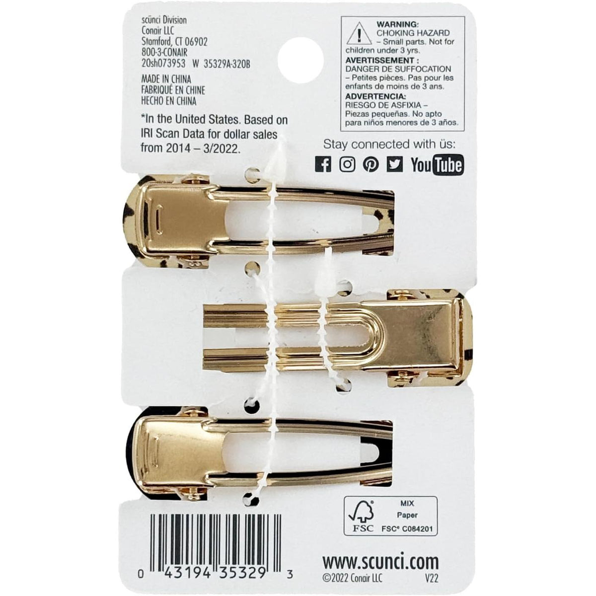 scünci Real Style Acrylic Salon Clips - Animal Print and Black, 3 count-043194353293-LR-344361-2-LR eShop
